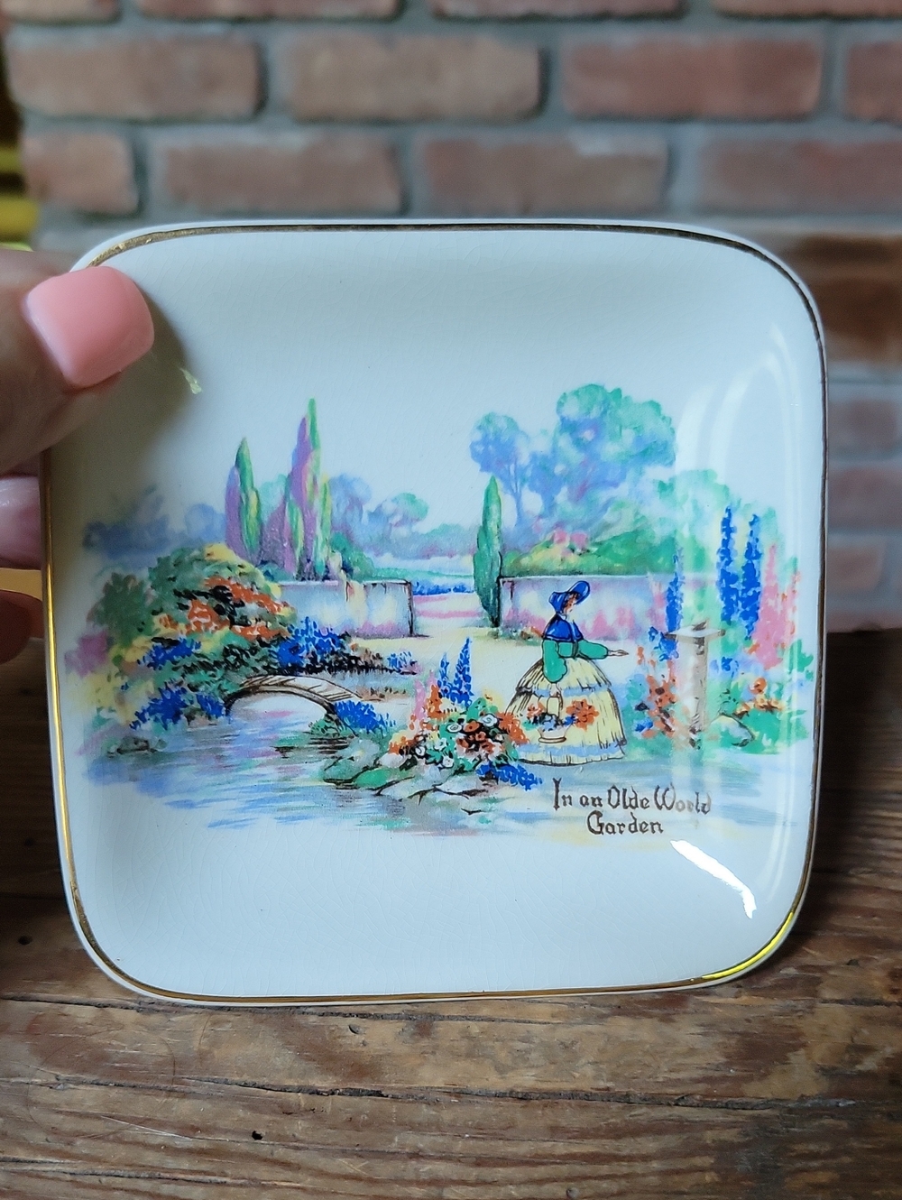 Vintage Sandland Ware Square Trinket Pin Dish